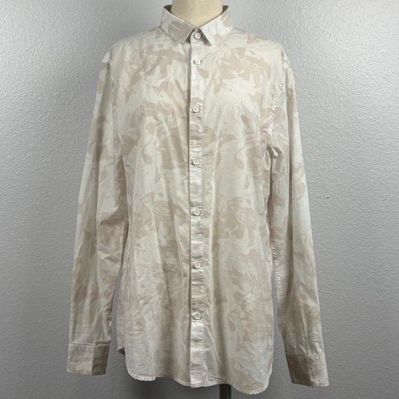 Armani Exchange Other - Armani Exchange A|X Logo Button Up Shirt Mens M Beige Abstract Print 100% Cotton